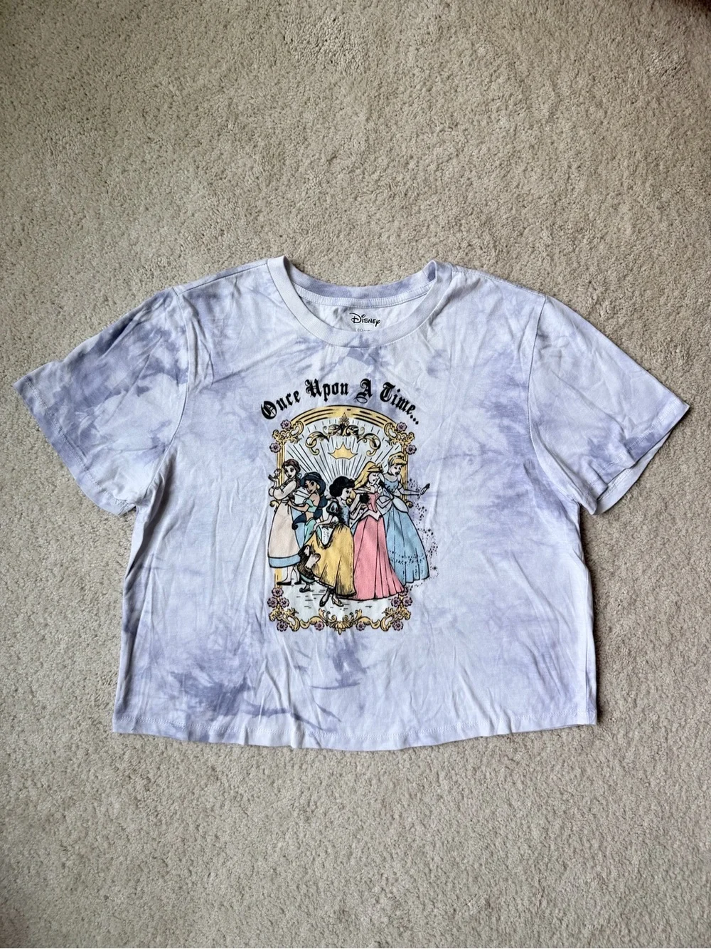 Disney 'Once Upon A Time' Lavender Tie-Dye Princess Cropped Baby Tee - Picture 1 of 6